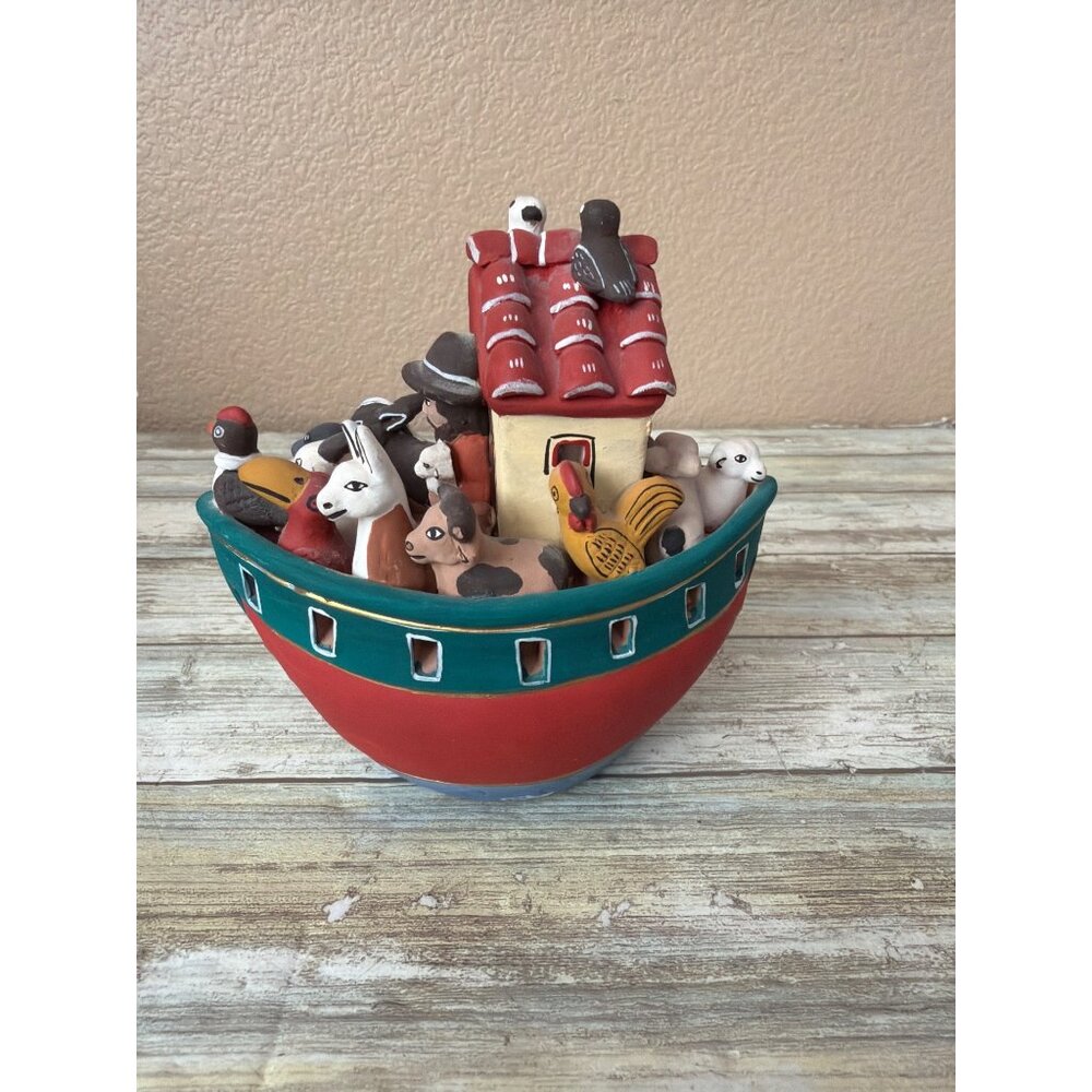 Vintage Hand Painted Folk Art Noah’s Ark Figurine 5.5" H - Picture 2 of 12